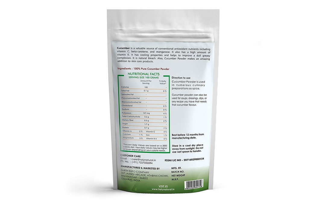 Holy Natural Cucumber Powder    Pack  100 grams